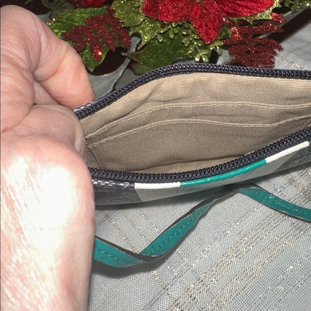 Coach Blue and White Patterned Wristlet - Picture 3 of 4
